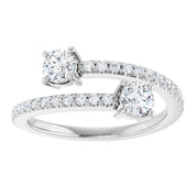 14K White 7/8 CTW Natural Diamond Two-Stone Ring