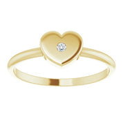 14K Yellow .01 CT Natural Diamond Youth Heart Ring