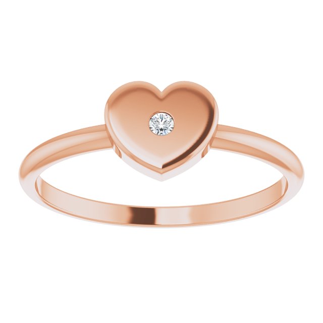 14K Rose .01 CT Natural Diamond Youth Heart Ring