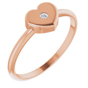 14K Rose .01 CT Natural Diamond Youth Heart Ring