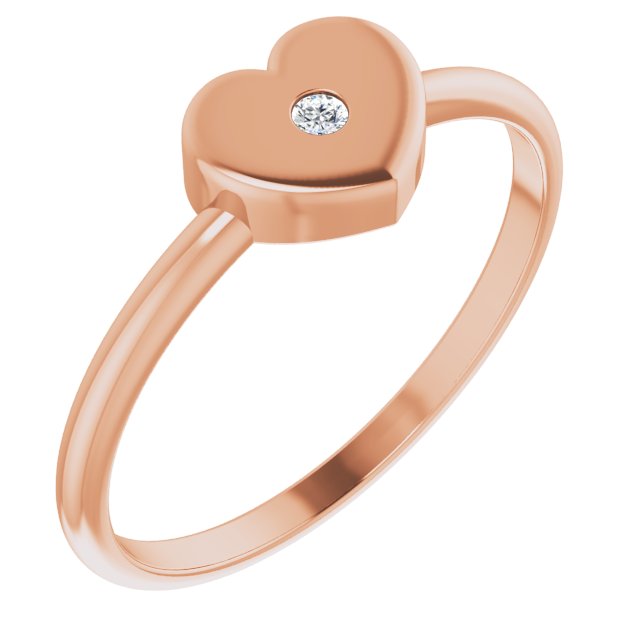 14K Rose .01 CT Natural Diamond Youth Heart Ring