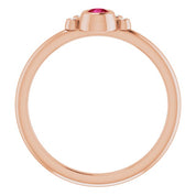 14K Rose Lab-Grown Ruby & .04 CTW Natural Diamond Ring