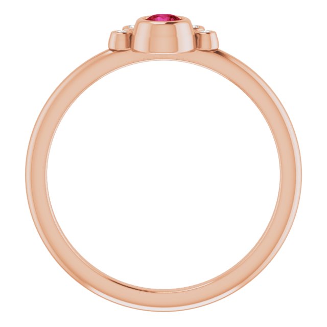 14K Rose Lab-Grown Ruby & .04 CTW Natural Diamond Ring
