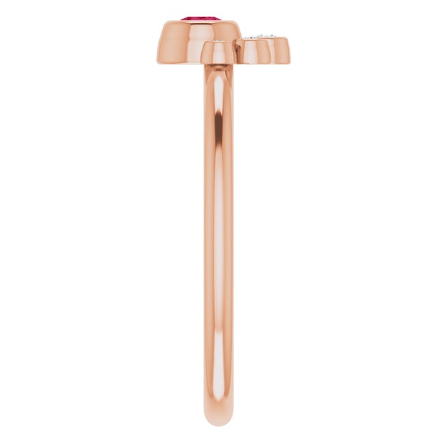 14K Rose Lab-Grown Ruby & .04 CTW Natural Diamond Ring