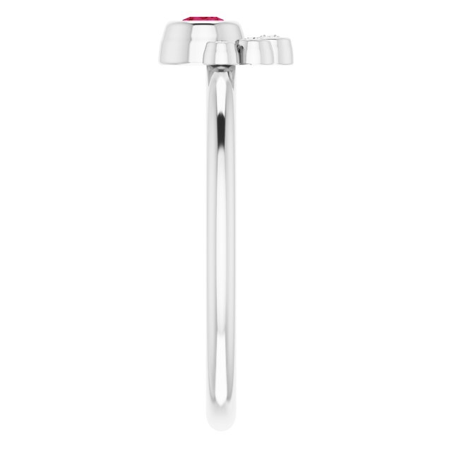 Sterling Silver Lab-Grown Ruby & .04 CTW Natural Diamond Ring