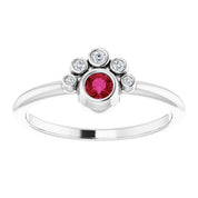 Sterling Silver Lab-Grown Ruby & .04 CTW Natural Diamond Ring