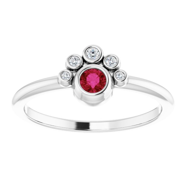 Sterling Silver Lab-Grown Ruby & .04 CTW Natural Diamond Ring