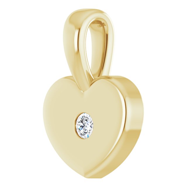 14K Yellow .01 CT Natural Diamond Youth Heart Pendant