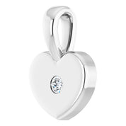 Platinum .01 CT Natural Diamond Youth Heart Pendant