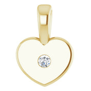 14K Yellow .01 CT Natural Diamond Youth Heart Pendant