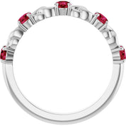 Sterling Silver Lab-Grown Ruby Stackable Ring