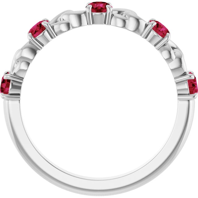 Sterling Silver Lab-Grown Ruby Stackable Ring