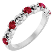 Sterling Silver Lab-Grown Ruby Stackable Ring