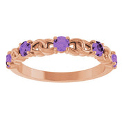 14K Rose  Natural Amethyst Stackable Ring