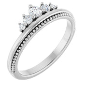 14K White 1/5 CTW Natural Diamond Stackable Crown Ring