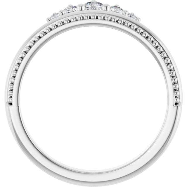 14K White 1/5 CTW Natural Diamond Stackable Crown Ring