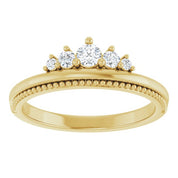 14K Yellow 1/5 CTW Natural Diamond Stackable Crown Ring