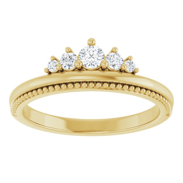 14K Yellow 1/5 CTW Natural Diamond Stackable Crown Ring