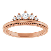 14K Rose 1/5 CTW Natural Diamond Stackable Crown Ring