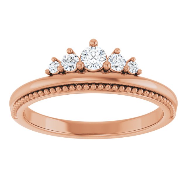 14K Rose 1/5 CTW Natural Diamond Stackable Crown Ring