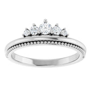 14K White 1/5 CTW Natural Diamond Stackable Crown Ring