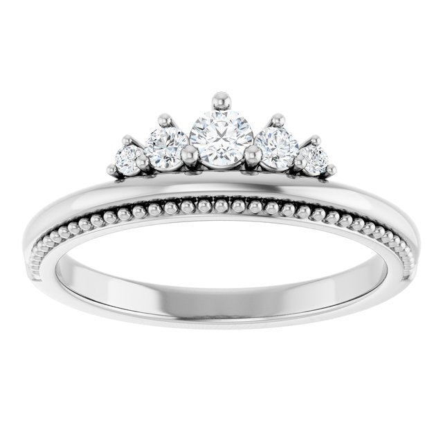 14K White 1/5 CTW Natural Diamond Stackable Crown Ring