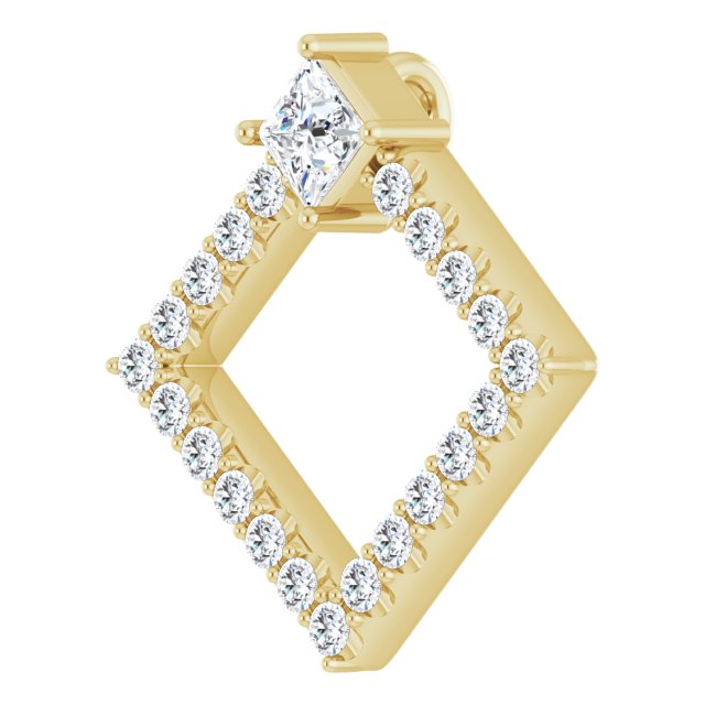 14K Yellow Natural White Sapphire & 3/8 CTW Natural Diamond Pendant