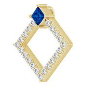 14K Yellow Natural Blue Sapphire & 3/8 CTW Natural Diamond Pendant
