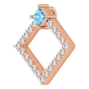 14K Rose Natural Aquamarine & 3/8 CTW Natural Diamond Pendant