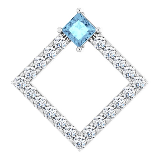 Platinum Natural Aquamarine & 3/8 CTW Natural Diamond Pendant