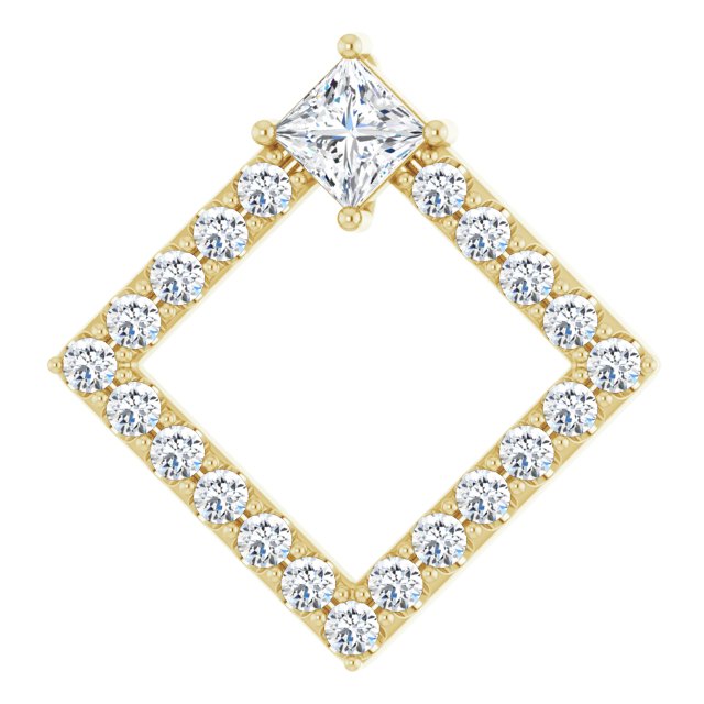 14K Yellow Natural White Sapphire & 3/8 CTW Natural Diamond Pendant