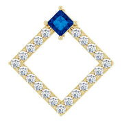 14K Yellow Natural Blue Sapphire & 3/8 CTW Natural Diamond Pendant