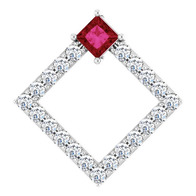 Sterling Silver Natural Ruby & 3/8 CTW Natural Diamond Pendant