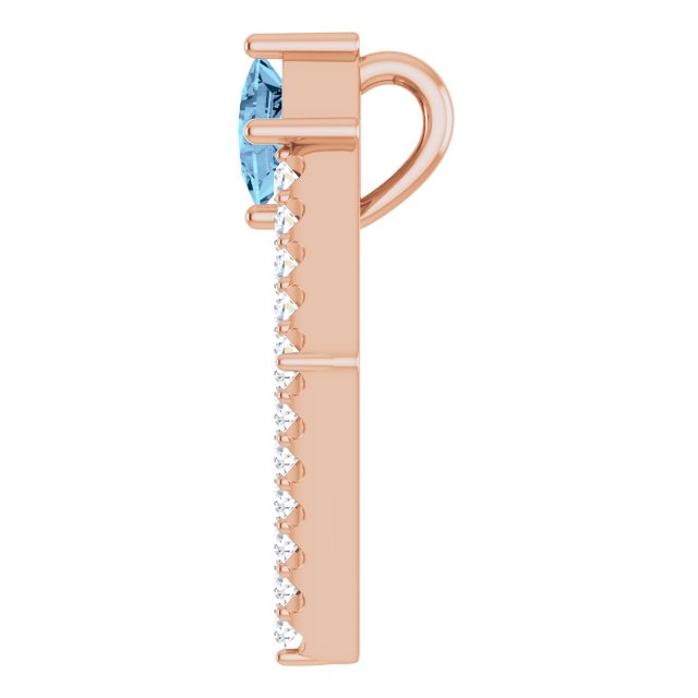 14K Rose Natural Aquamarine & 3/8 CTW Natural Diamond Pendant