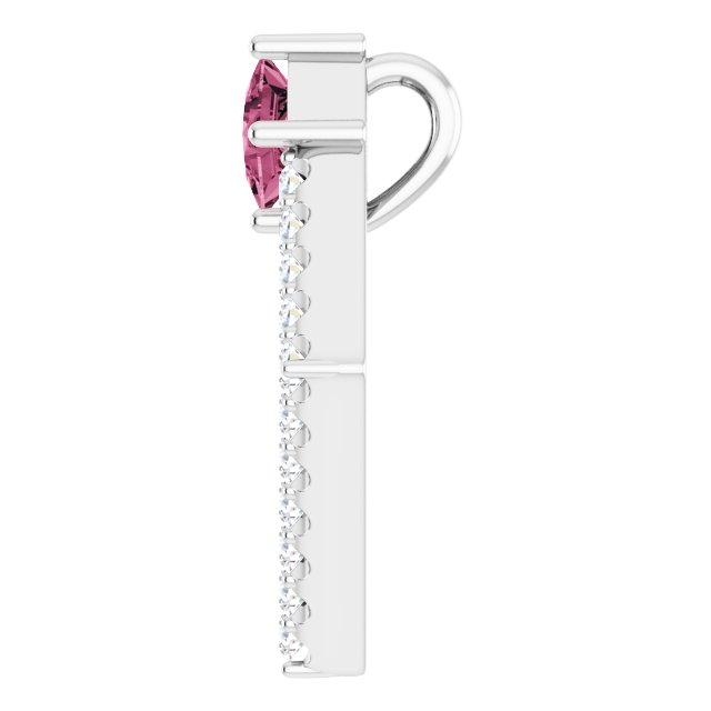 Sterling Silver Natural Pink Tourmaline & 3/8 CTW Natural Diamond Pendant