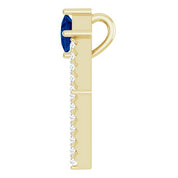 14K Yellow Natural Blue Sapphire & 3/8 CTW Natural Diamond Pendant