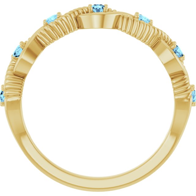 14K Yellow Natural Aquamarine Stackable Ring