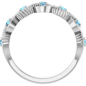 Platinum Natural Aquamarine Stackable Ring