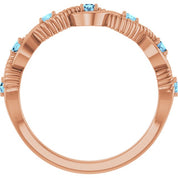 14K Rose Natural Aquamarine Stackable Ring