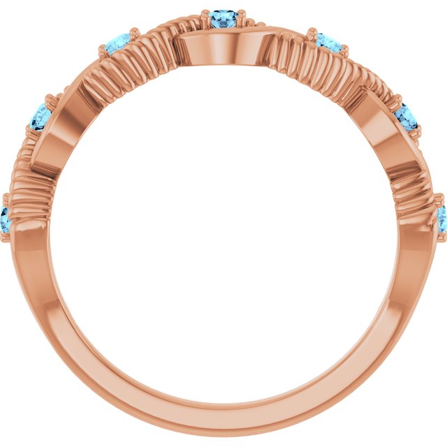 14K Rose Natural Aquamarine Stackable Ring