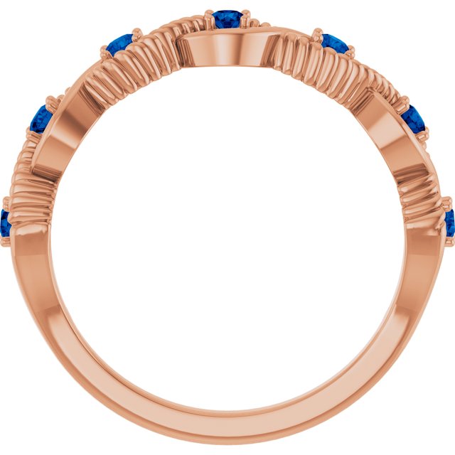 14K Rose Lab-Grown Blue Sapphire Stackable Ring