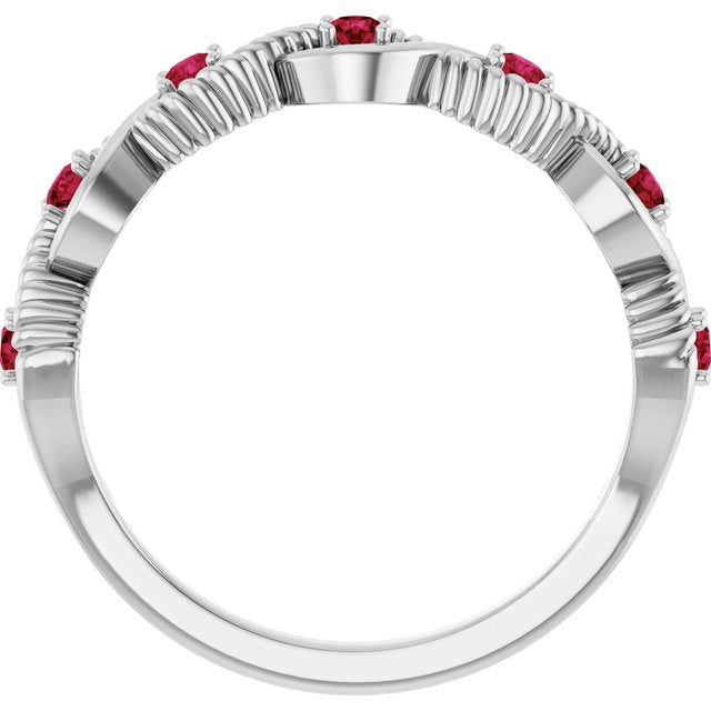 Sterling Silver Lab-Grown Ruby Stackable Ring