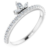 14K White 1/3 CTW Natural Diamond Stackable Crown Ring