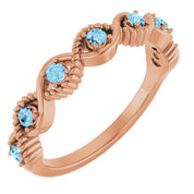 14K Rose Natural Aquamarine Stackable Ring