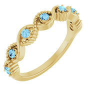 14K Yellow Natural Aquamarine Stackable Ring