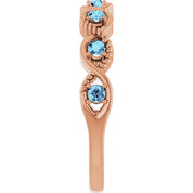 14K Rose Natural Aquamarine Stackable Ring