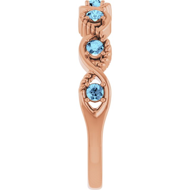 14K Rose Natural Aquamarine Stackable Ring