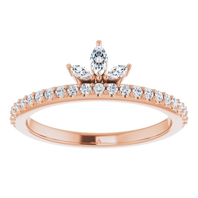 14K Rose 1/3 CTW Natural Diamond Stackable Crown Ring