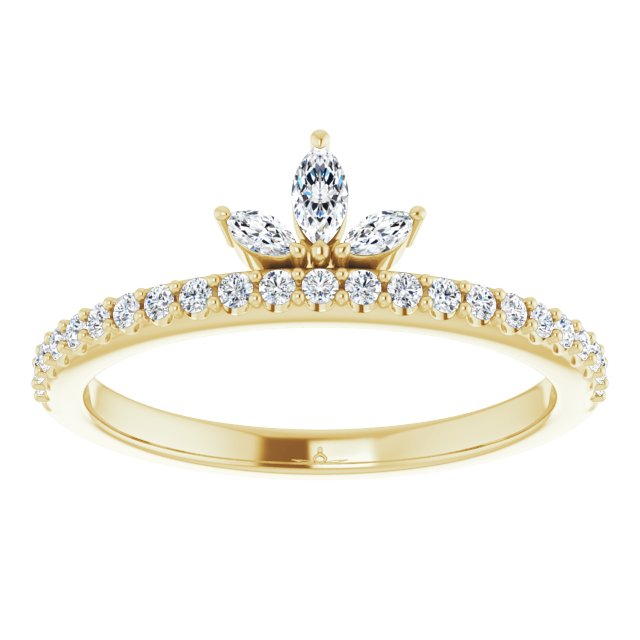 14K Yellow 1/3 CTW Natural Diamond Stackable Crown Ring