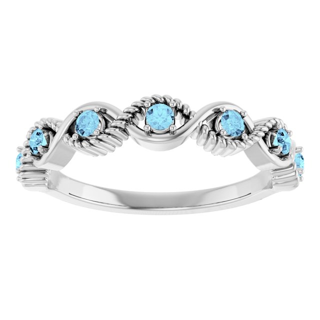 Sterling Silver Natural Aquamarine Stackable Ring